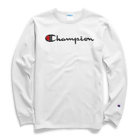 Champion Long Sleeve Script Logo (White)